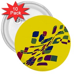 Yellow Abstraction 3  Buttons (10 Pack)  by Valentinaart