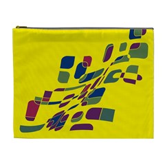 Yellow Abstraction Cosmetic Bag (xl) by Valentinaart