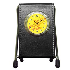 Yellow Abstraction Pen Holder Desk Clocks