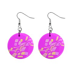 Pink Abstraction Mini Button Earrings by Valentinaart