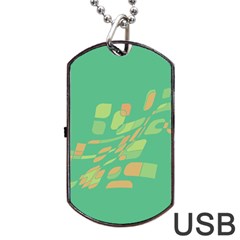 Green Abastraction Dog Tag Usb Flash (one Side) by Valentinaart