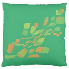 Green Abastraction Large Flano Cushion Case (one Side) by Valentinaart