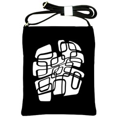 White Abstraction Shoulder Sling Bags by Valentinaart