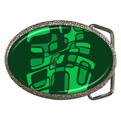 Green Abstraction Belt Buckles by Valentinaart