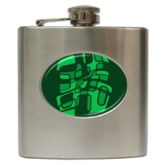 Green Abstraction Hip Flask (6 Oz) by Valentinaart