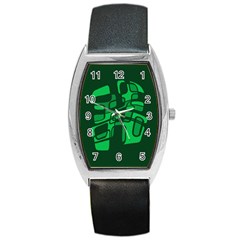 Green Abstraction Barrel Style Metal Watch by Valentinaart