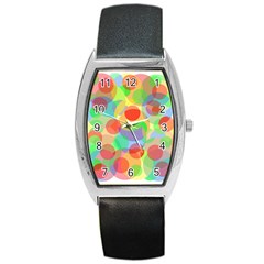 Colorful Circles Barrel Style Metal Watch by Valentinaart