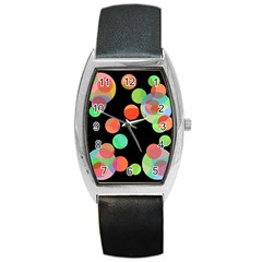 Colorful Circles Barrel Style Metal Watch by Valentinaart