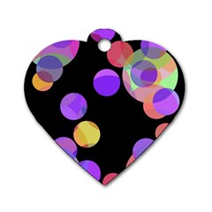 Colorful Decorative Circles Dog Tag Heart (one Side) by Valentinaart