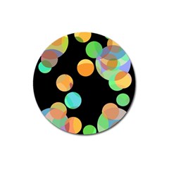 Orange Circles Magnet 3  (round) by Valentinaart
