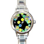 Yellow circles Round Italian Charm Watch Front