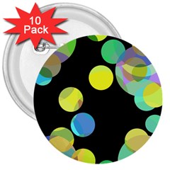 Yellow Circles 3  Buttons (10 Pack)  by Valentinaart