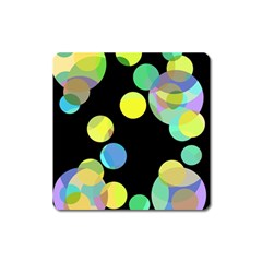 Yellow Circles Square Magnet by Valentinaart