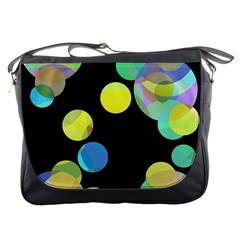 Yellow Circles Messenger Bags by Valentinaart