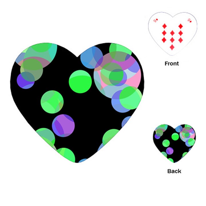 Green decorative circles Playing Cards (Heart) 