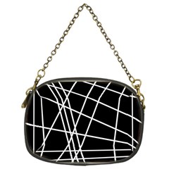 Black And White Simple Design Chain Purses (one Side)  by Valentinaart