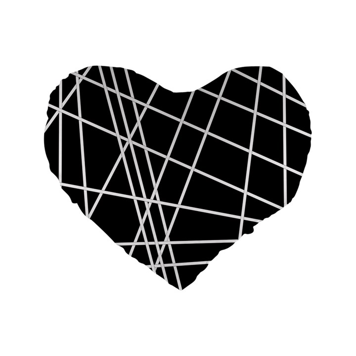 Black and white simple design Standard 16  Premium Heart Shape Cushions