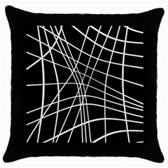 Black And White Elegant Lines Throw Pillow Case (black) by Valentinaart