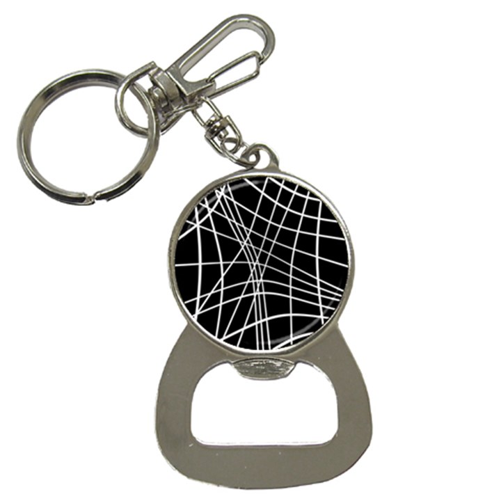 Black and white elegant lines Bottle Opener Key Chains