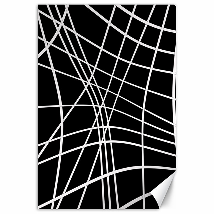 Black and white elegant lines Canvas 20  x 30  