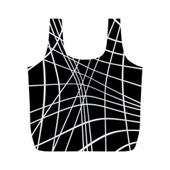 Black And White Elegant Lines Full Print Recycle Bags (m)  by Valentinaart