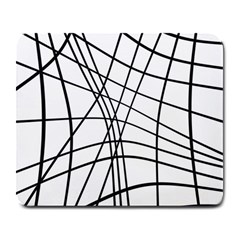 Black And White Decorative Lines Large Mousepads by Valentinaart