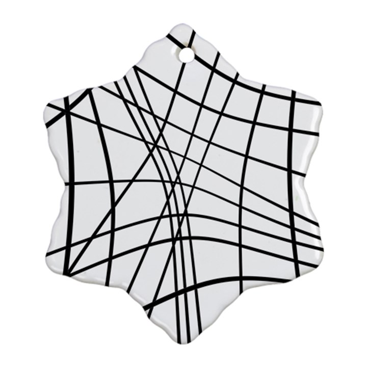 Black and white decorative lines Snowflake Ornament (2-Side)