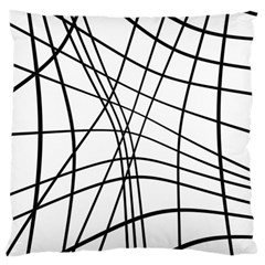 Black And White Decorative Lines Large Cushion Case (one Side) by Valentinaart