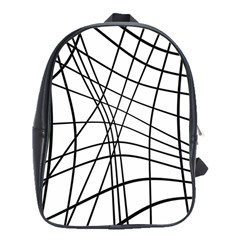 Black And White Decorative Lines School Bags (xl)  by Valentinaart