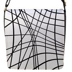 Black And White Decorative Lines Flap Messenger Bag (s) by Valentinaart