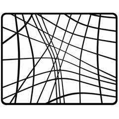 Black And White Decorative Lines Double Sided Fleece Blanket (medium)  by Valentinaart