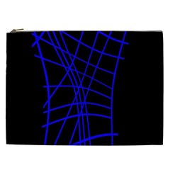 Neon Blue Abstraction Cosmetic Bag (xxl)  by Valentinaart