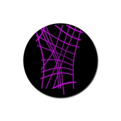 Neon Purple Abstraction Rubber Round Coaster (4 Pack)  by Valentinaart