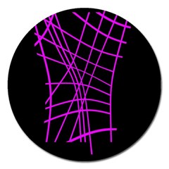 Neon Purple Abstraction Magnet 5  (round) by Valentinaart