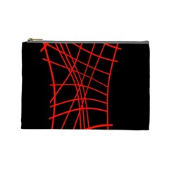 Neon Red Abstraction Cosmetic Bag (large)  by Valentinaart