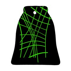 Green neon abstraction Bell Ornament (2 Sides)