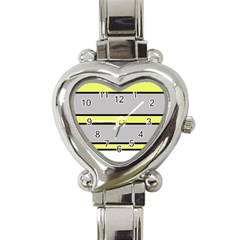 Yellow And Gray Lines Heart Italian Charm Watch by Valentinaart
