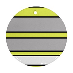 Yellow And Gray Lines Round Ornament (two Sides)  by Valentinaart