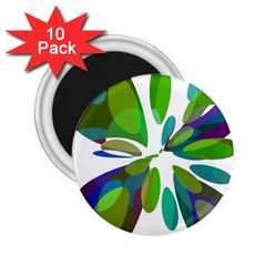Green Abstract Flower 2 25  Magnets (10 Pack) 