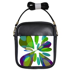 Green Abstract Flower Girls Sling Bags by Valentinaart