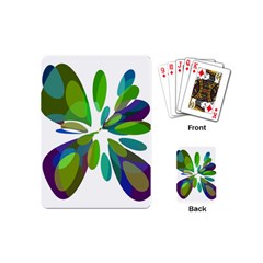 Green Abstract Flower Playing Cards (mini)  by Valentinaart