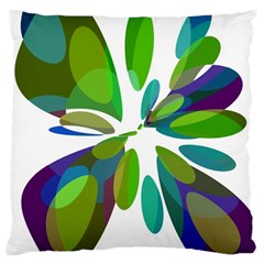 Green Abstract Flower Large Cushion Case (one Side) by Valentinaart