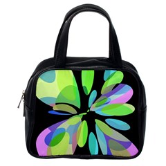 Green Abstract Flower Classic Handbags (one Side) by Valentinaart