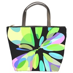 Green Abstract Flower Bucket Bags by Valentinaart