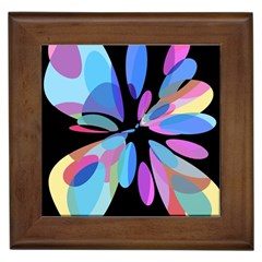 Blue abstract flower Framed Tiles