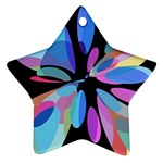 Blue abstract flower Ornament (Star)  Front