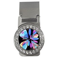 Blue abstract flower Money Clips (CZ) 