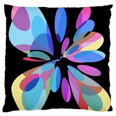 Blue abstract flower Large Flano Cushion Case (Two Sides)