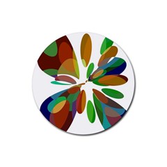 Colorful Abstract Flower Rubber Coaster (round)  by Valentinaart