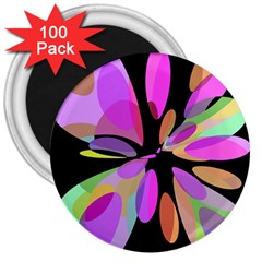 Pink Abstract Flower 3  Magnets (100 Pack) by Valentinaart